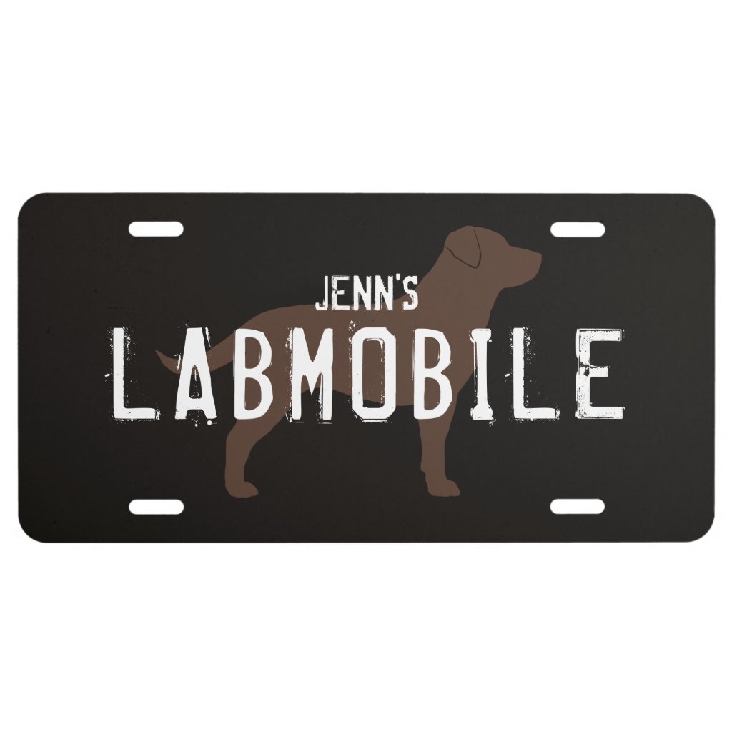 LABMOBILE Chocolate Labrador Retriever Silhouette License Plate
