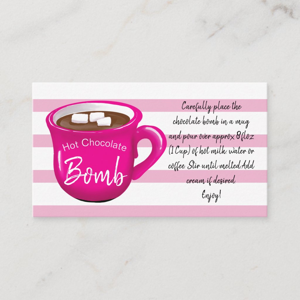 hot chocolate bomb instructions review request business card